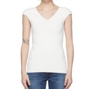TOTEME white cap sleeve knitted top 38 6 S M